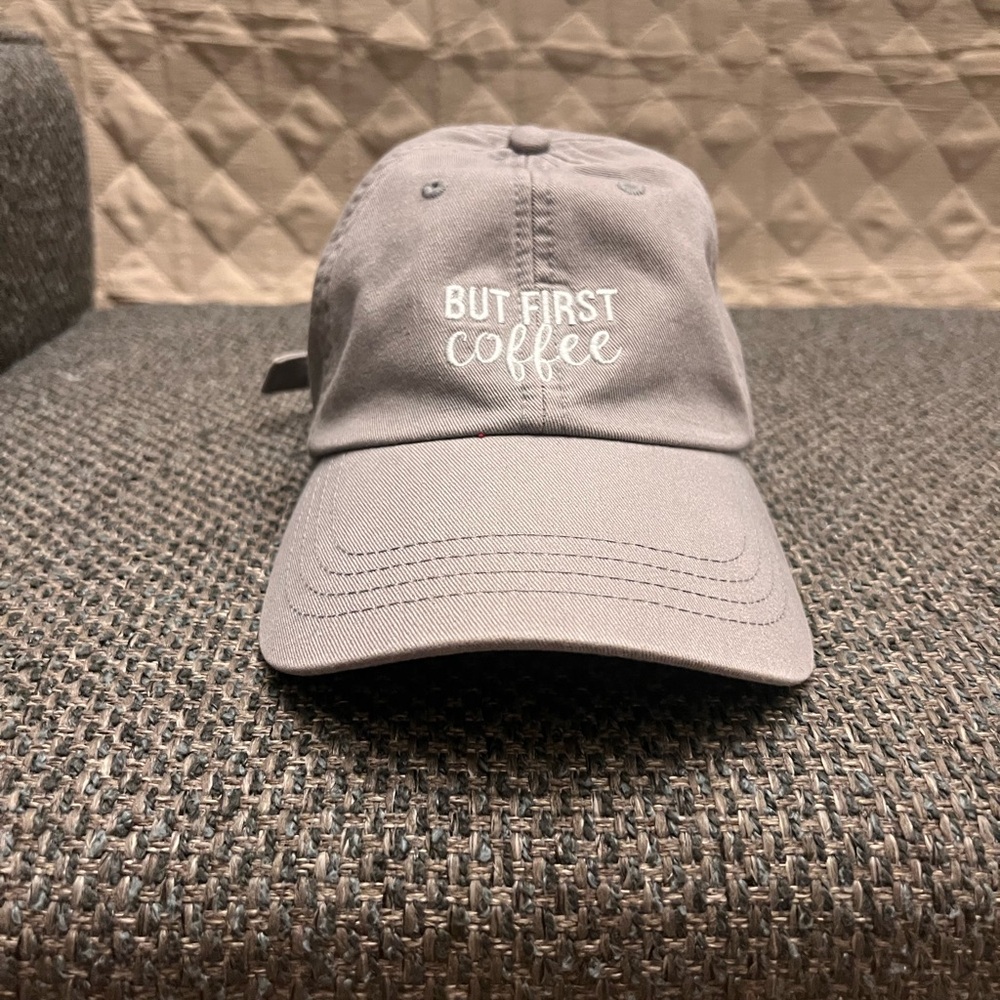 Gray 'But First Coffee' Cap